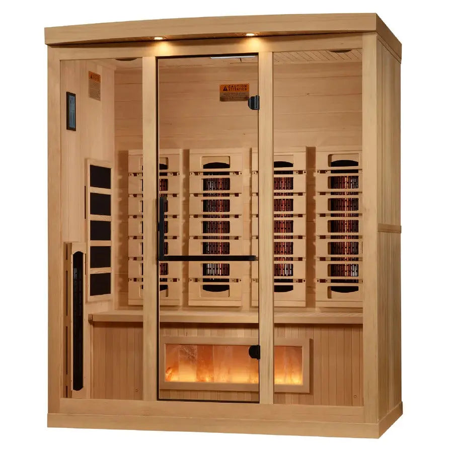Golden Designs Reserve Edition 4-Person Full Spectrum Near Zero EMF FAR Infrared Sauna w/ Himalayan Salt Bar | GDI-8040-03 Golden Designs