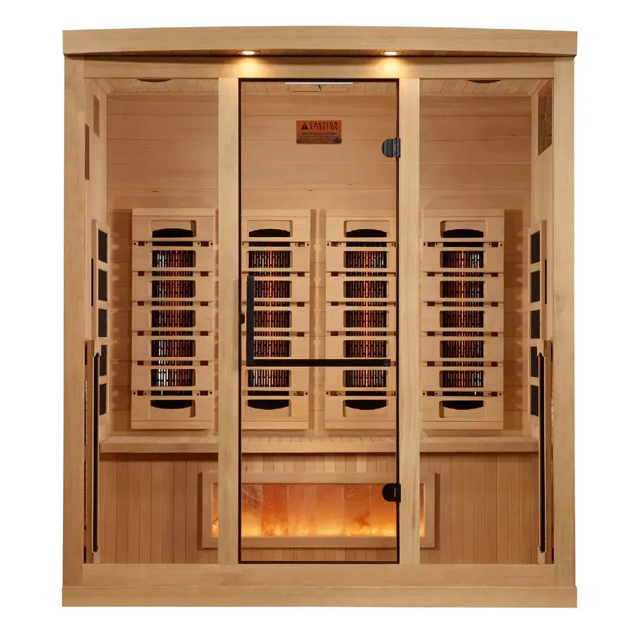 Golden Designs Reserve Edition 4-Person Full Spectrum Near Zero EMF FAR Infrared Sauna w/ Himalayan Salt Bar | GDI-8040-03 Golden Designs