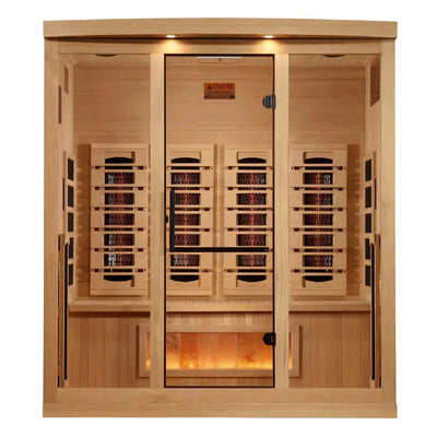Golden Designs Reserve Edition 4-Person Full Spectrum Near Zero EMF FAR Infrared Sauna w/ Himalayan Salt Bar | GDI-8040-03 Golden Designs