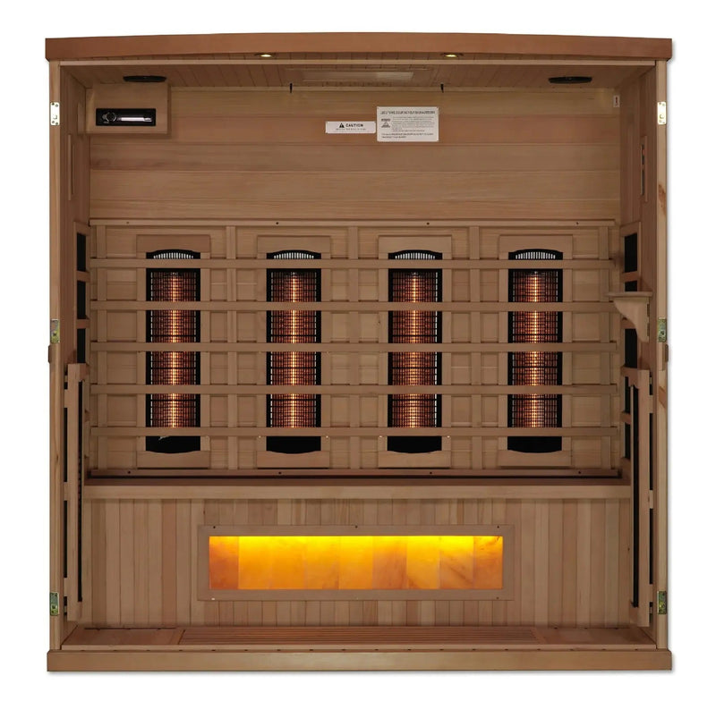Golden Designs 4-Person Infrared Sauna Reserve Edition Full Spectrum with Himalayan Salt Bar | GDI-8040-02 Golden Designs