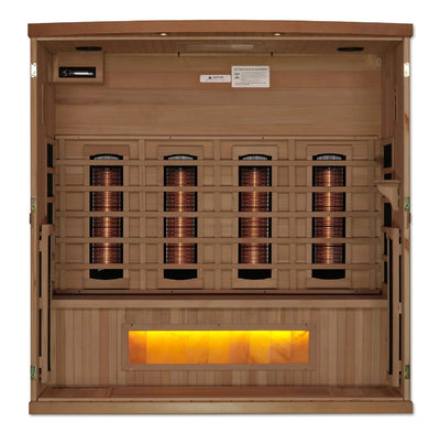 Golden Designs 4-Person Infrared Sauna Reserve Edition Full Spectrum with Himalayan Salt Bar | GDI-8040-02 Golden Designs