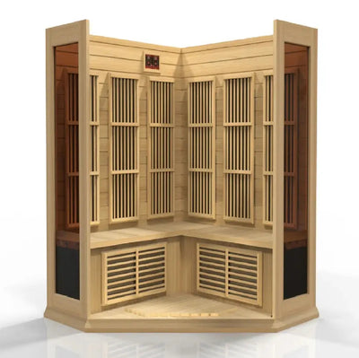 Maxxus 3 Person Corner Low EMF FAR Infrared Sauna Canadian Hemlock | MX-K356-01 Golden Designs