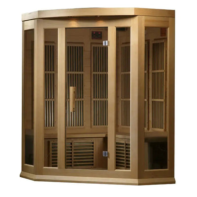 Maxxus 3 Person Corner Low EMF FAR Infrared Sauna Canadian Hemlock | MX-K356-01 Golden Designs
