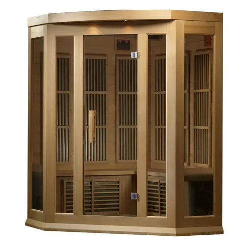 Maxxus 3 Person Corner Low EMF FAR Infrared Sauna Canadian Hemlock | MX-K356-01 Golden Designs