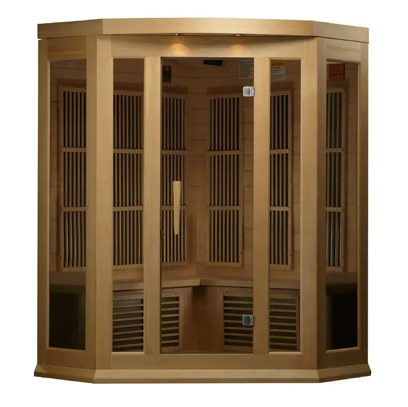 Maxxus 3 Person Corner Low EMF FAR Infrared Sauna Canadian Hemlock | MX-K356-01 Golden Designs
