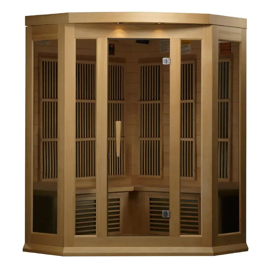Maxxus 3 Person Corner Low EMF FAR Infrared Sauna Canadian Hemlock | MX-K356-01 Golden Designs