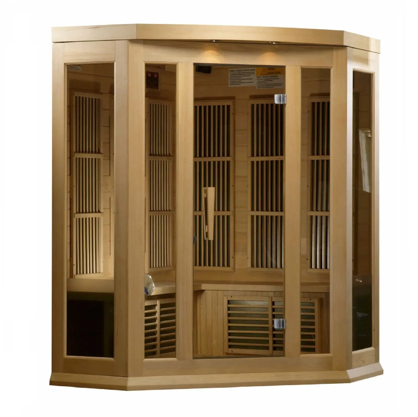 Maxxus 3 Person Corner Low EMF FAR Infrared Sauna Canadian Hemlock | MX-K356-01 Golden Designs