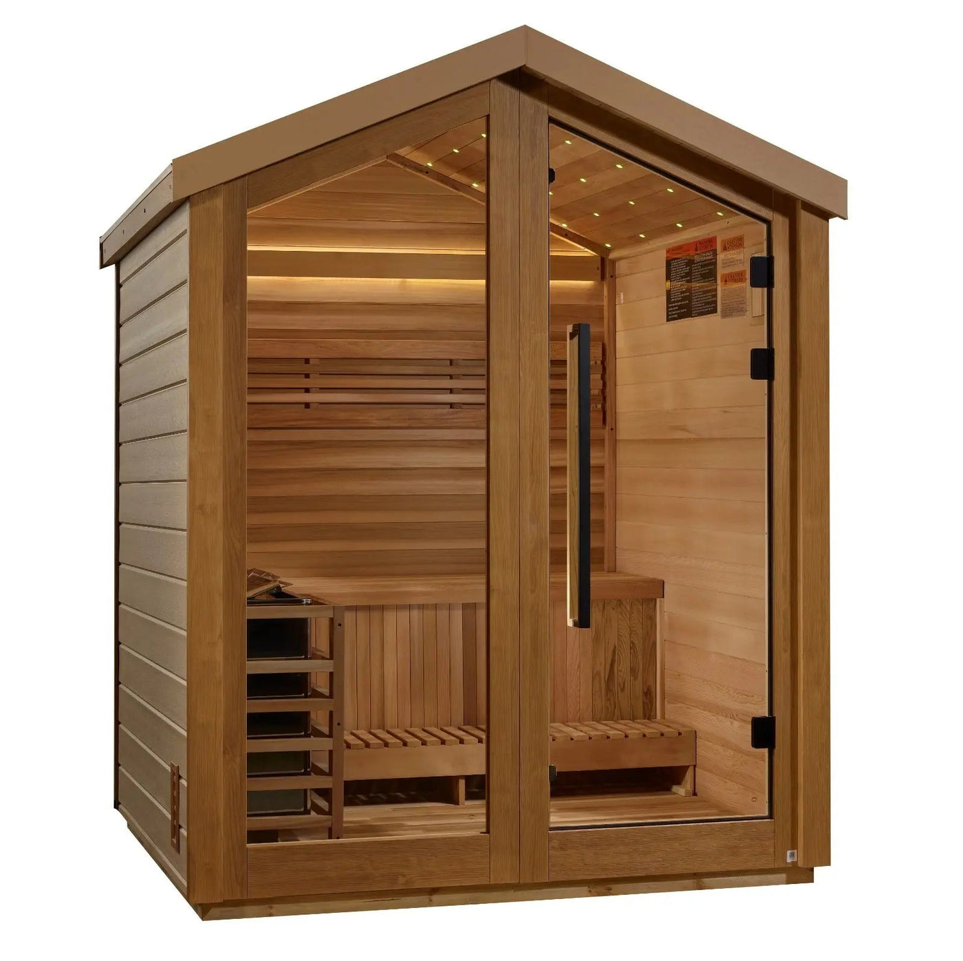 Golden Designs Savonlinna 3-Person Red Cedar Outdoor Sauna & Harvia Traditional Electric Heater Kit | GDI-8503-01 Golden Designs