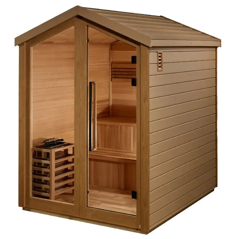 Golden Designs Kaarina 6-Person Red Cedar Outdoor Sauna & Harvia Traditional Electric Heater Kit | GDI-8506-01 Golden Designs