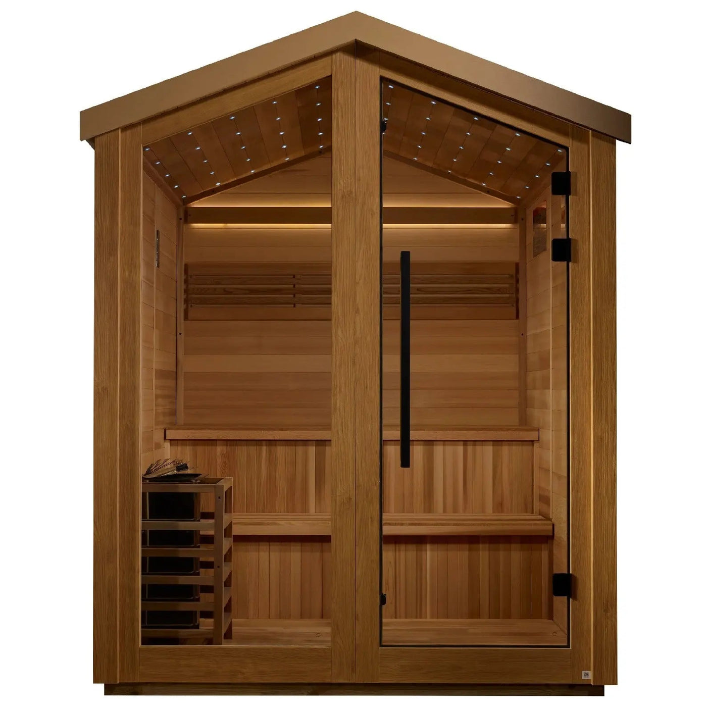 Golden Designs Kaarina 6-Person Red Cedar Outdoor Sauna & Harvia Traditional Electric Heater Kit | GDI-8506-01 Golden Designs
