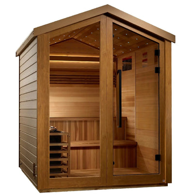 Golden Designs Kaarina 6-Person Red Cedar Outdoor Sauna & Harvia Traditional Electric Heater Kit | GDI-8506-01 Golden Designs