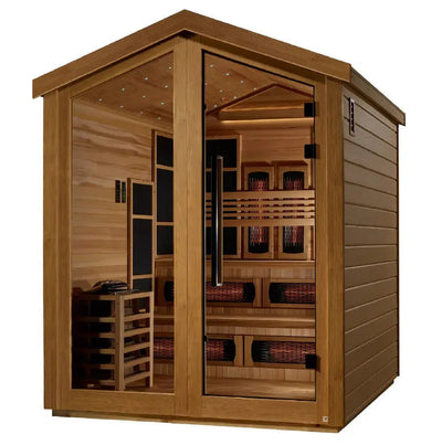 Golden Designs Kaskinen 6-Person Hybrid Outdoor Sauna w/ Full Spectrum Infrared & Harvia Traditional Electric Heater Kit | GDI-8526-01 Golden Designs