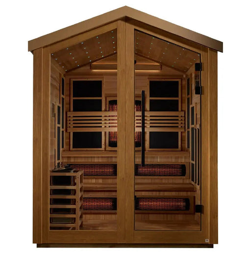 Golden Designs Kaskinen 6-Person Hybrid Outdoor Sauna w/ Full Spectrum Infrared & Harvia Traditional Electric Heater Kit | GDI-8526-01 Golden Designs