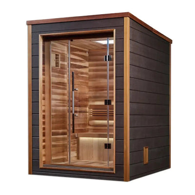 Golden Designs Narvik 2-Person Cedar Outdoor Sauna & Harvia Traditional Electric Heater Kit | GDI-8202-01 Golden Designs