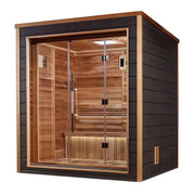 Golden Designs Drammen 3-Person Cedar Outdoor Sauna & Harvia Traditional Electric Heater Kit | GDI-8203-01 Golden Designs