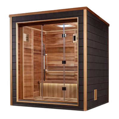 Golden Designs Drammen 3-Person Cedar Outdoor Sauna & Harvia Traditional Electric Heater Kit | GDI-8203-01 Golden Designs