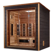 Golden Designs Visby 3 Person Hybrid Outdoor Sauna w/ Full Spectrum Infrared & Harvia Traditional Electric Heater Kit | GDI-8223-01 Golden Designs