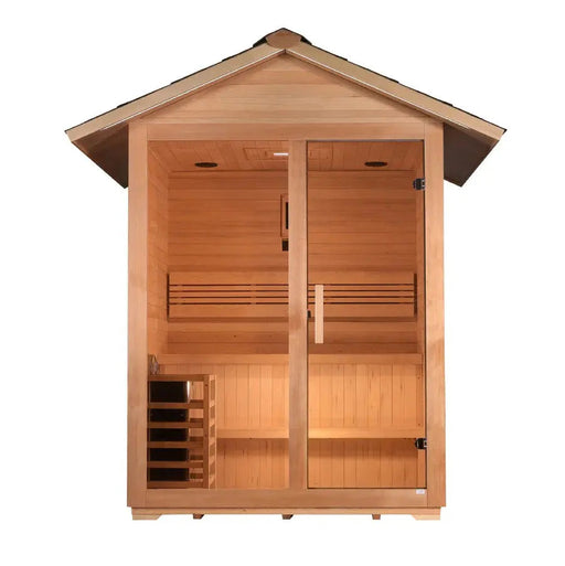 Golden Designs Arlberg 3 Person Outdoor Sauna & Harvia Traditional Electric Heater Kit | GDI-8103-01 Golden Designs