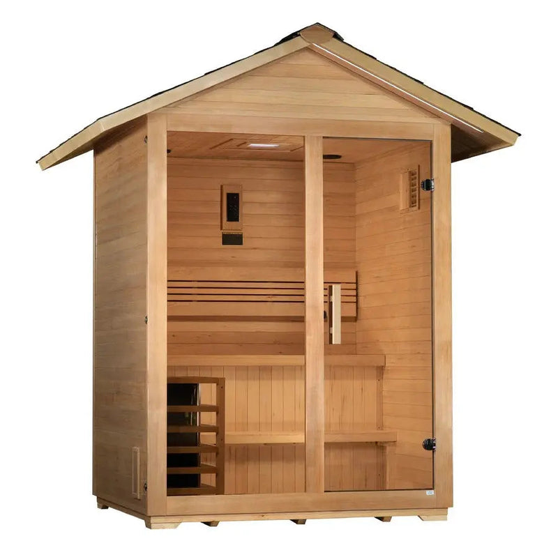 Golden Designs Arlberg 3 Person Outdoor Sauna & Harvia Traditional Electric Heater Kit | GDI-8103-01 Golden Designs