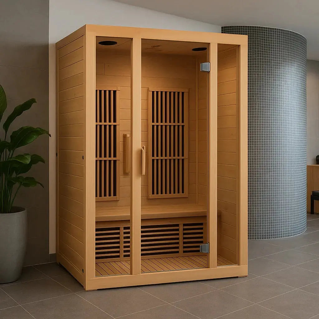 Maxxus Seattle 2 Person Low Emf Far Infrared Sauna Canadian Hemlock MX-J206-01 Golden Designs