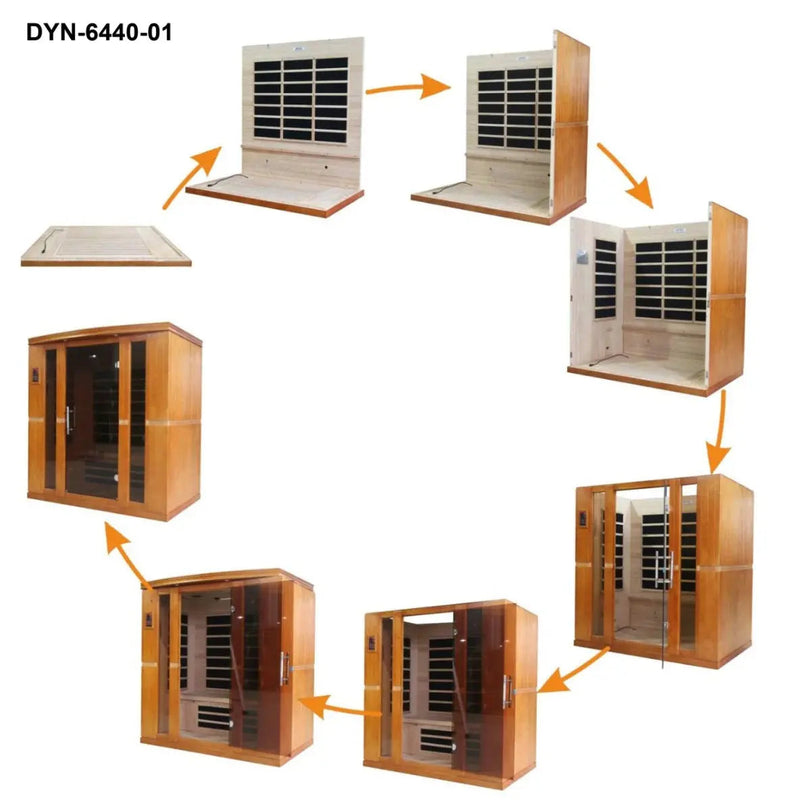 Dynamic Bergamo 4-person Low EMF FAR Infrared Sauna | DYN-6440-01 Golden Designs