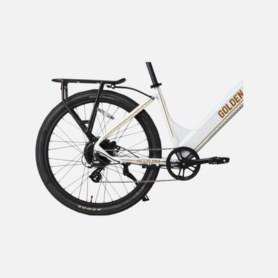 Golden cycles accelera white ebike 500w motor 25mph