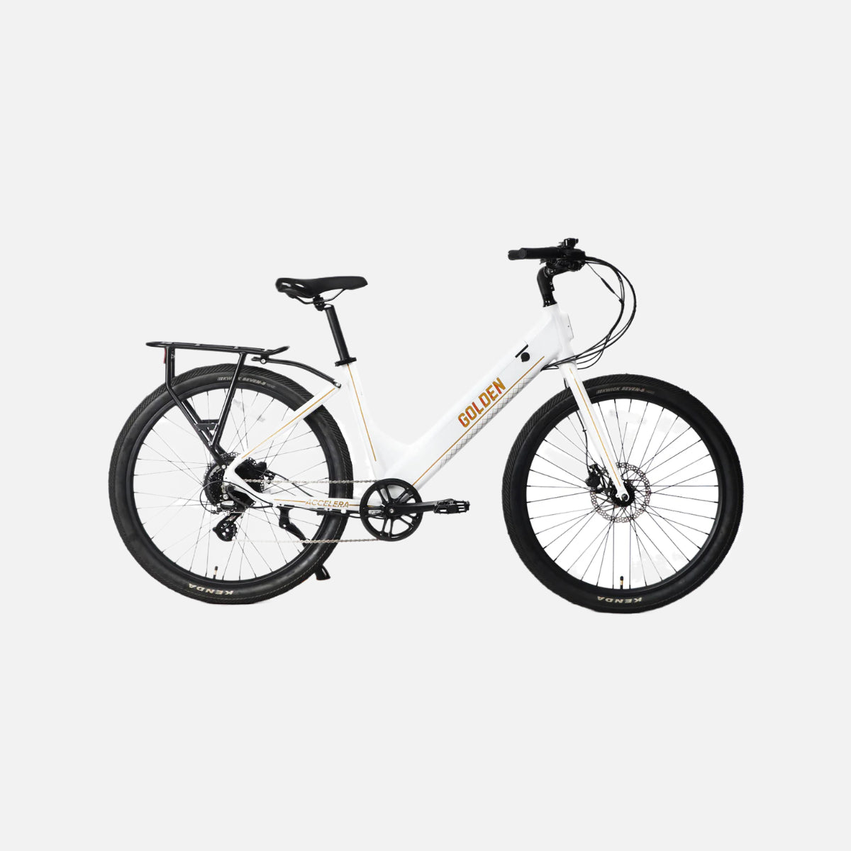 Golden cycles accelera white ebike 500w motor 25mph