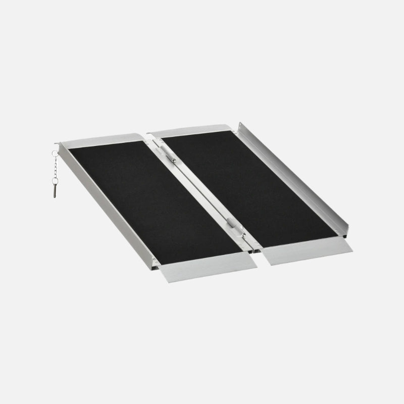 Homcom 3ft Skidproof Portable Wheelchair Ramp 600lb Capacity Carpeted Foldable Aluminum