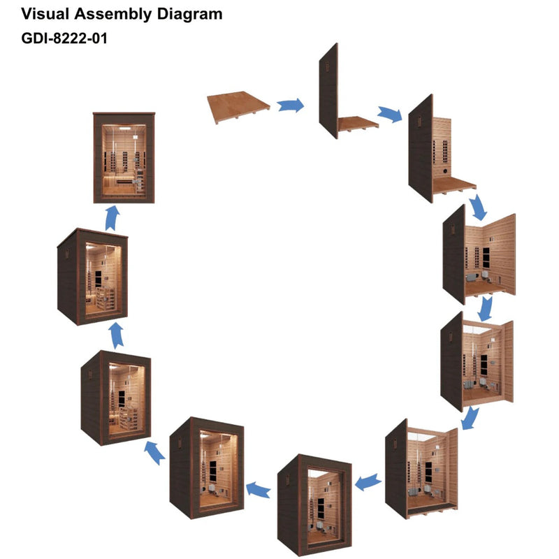 Golden Designs Nora 2 Person Hybrid (Full Spectrum IR or Traditional Stove) Outdoor Sauna | GDI-8222-01 Golden Designs