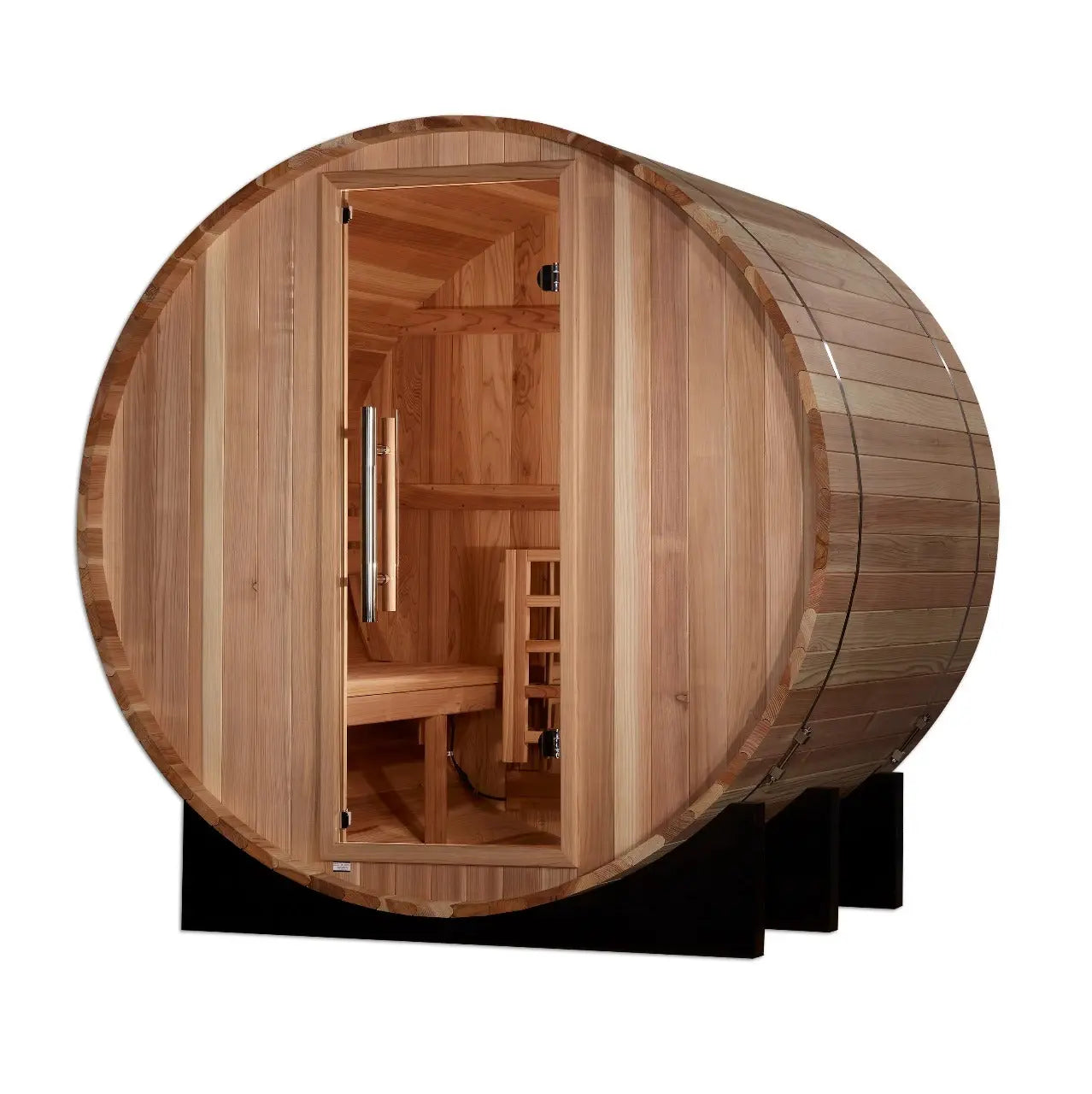 Golden Designs St. Moritz 2-4 Person Cedar Barrel Sauna & Harvia Traditional Electric Heater Kit | GDI-B002-01 Golden Designs