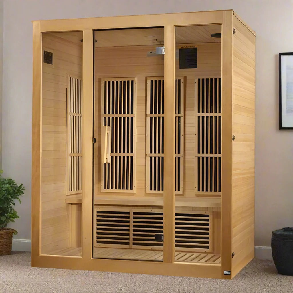 Maxxus Bellevue 3-Person Low EMF FAR Infrared Sauna Canadian Hemlock | MX-J306-01 Golden Designs