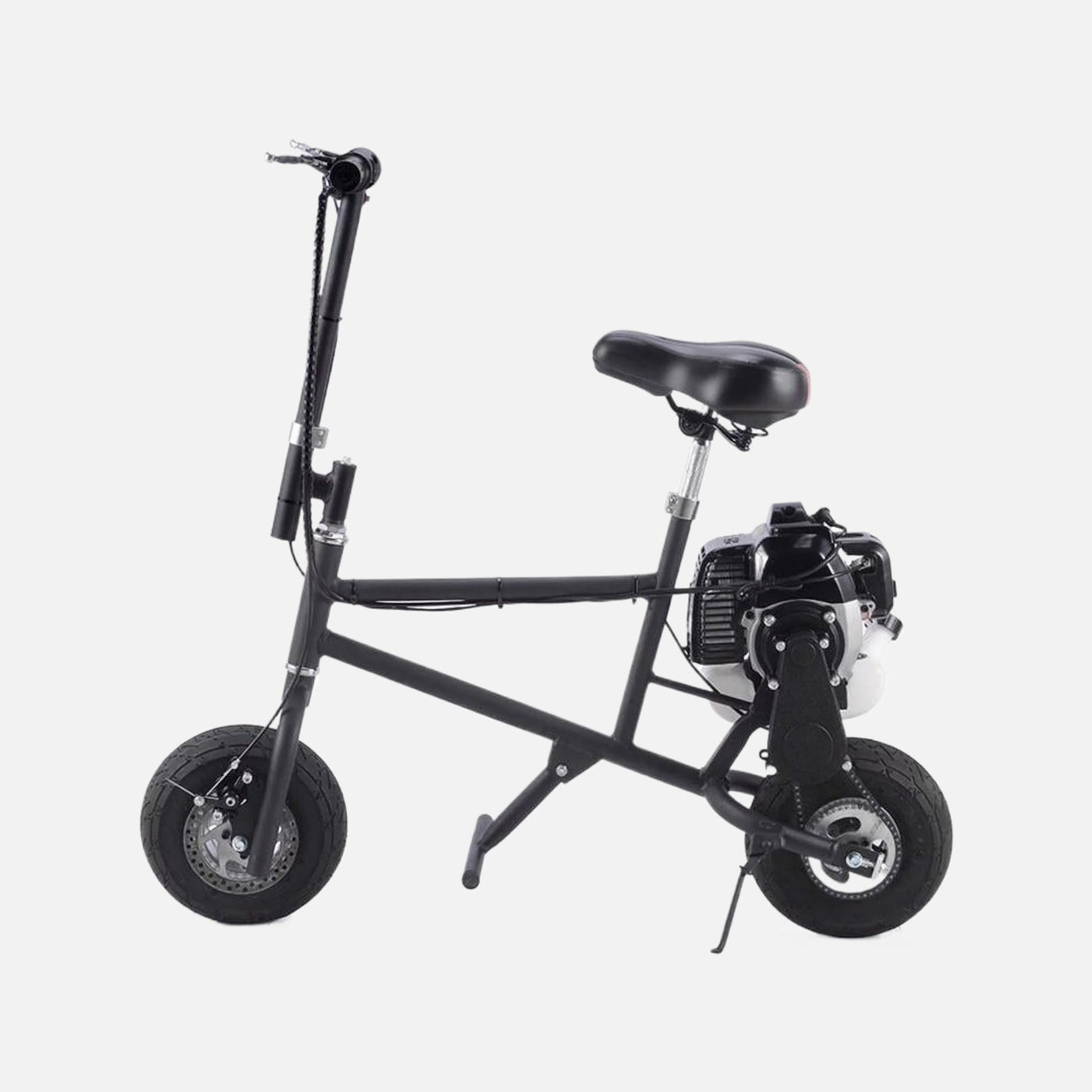 Mototec 49cc gas powered mini bike black, 49cc 2-stroke air cooled motor with steel frame and padded seat