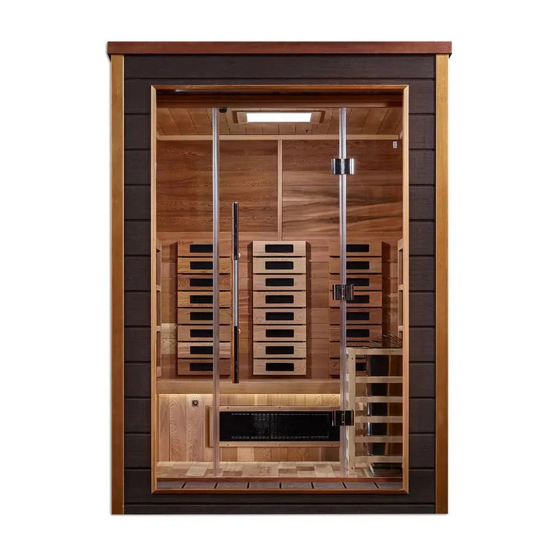 Golden Designs Nora 2 Person Hybrid (Full Spectrum IR or Traditional Stove) Outdoor Sauna | GDI-8222-01 Golden Designs