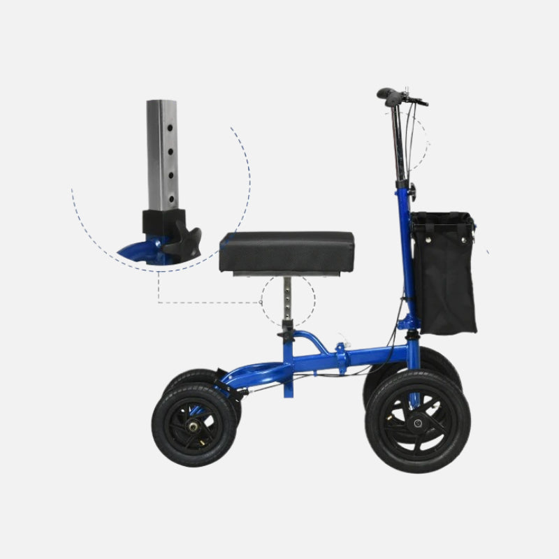 Homcom Knee Bike 10'' All-Terrain Wheels Steerable Foldable 300lb Capacity Crutch Alternative Blue