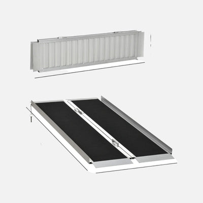 Homcom 5ft Skidproof Portable Wheelchair Ramp 600lb Capacity Carpeted Foldable Aluminum