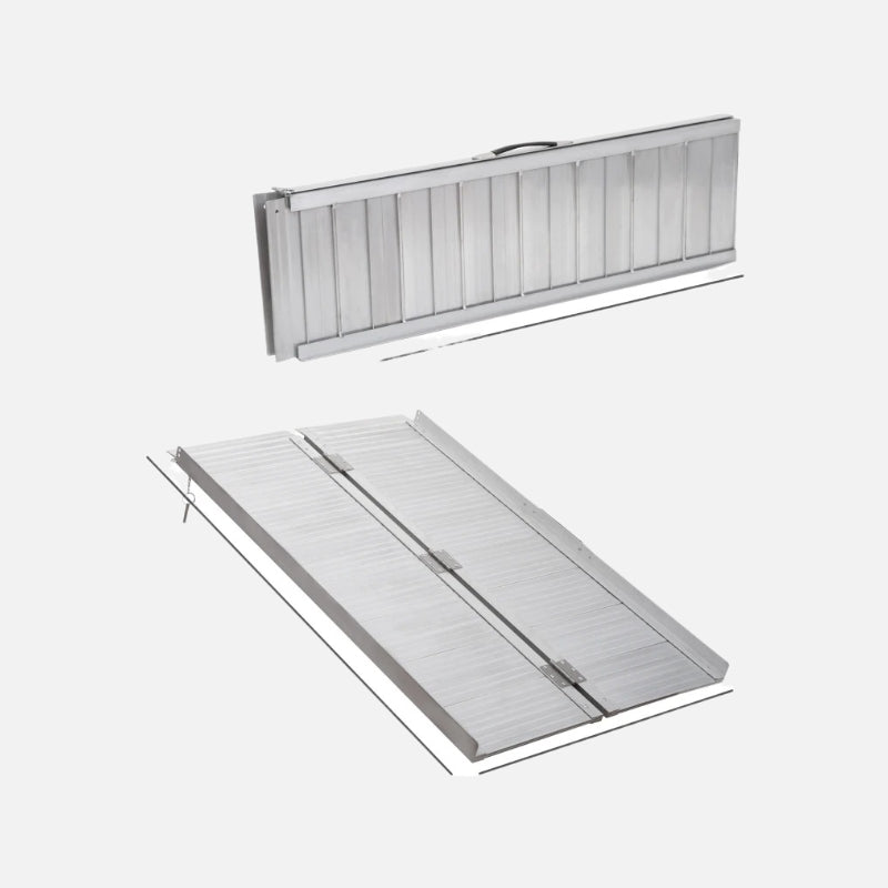 Homcom 4ft Foldable Aluminum Wheelchair Ramp Threshold 600lb Capacity Silver