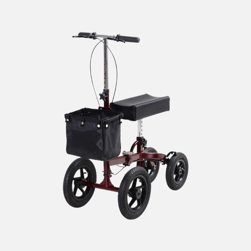 Homcom Portable Folding Knee Walker 10'' Wheels 299lb Capacity Red