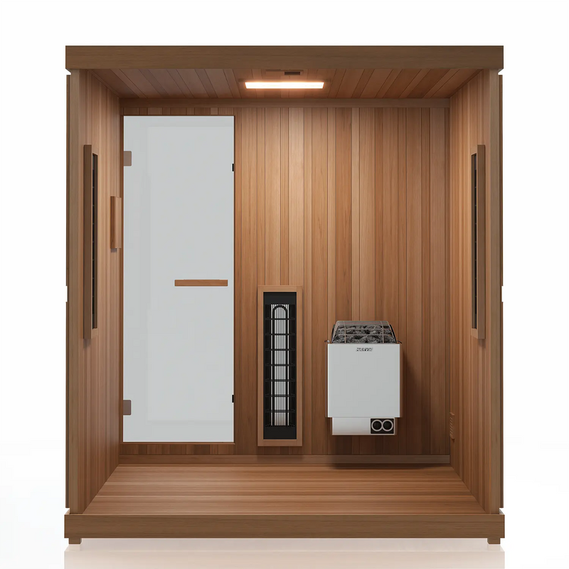 Finnmark FD-5 Trinity 4-Person Hybrid Indoor Infrared & Traditional Steam Sauna + Red Light Therapy | FD-KN005 Finnmark