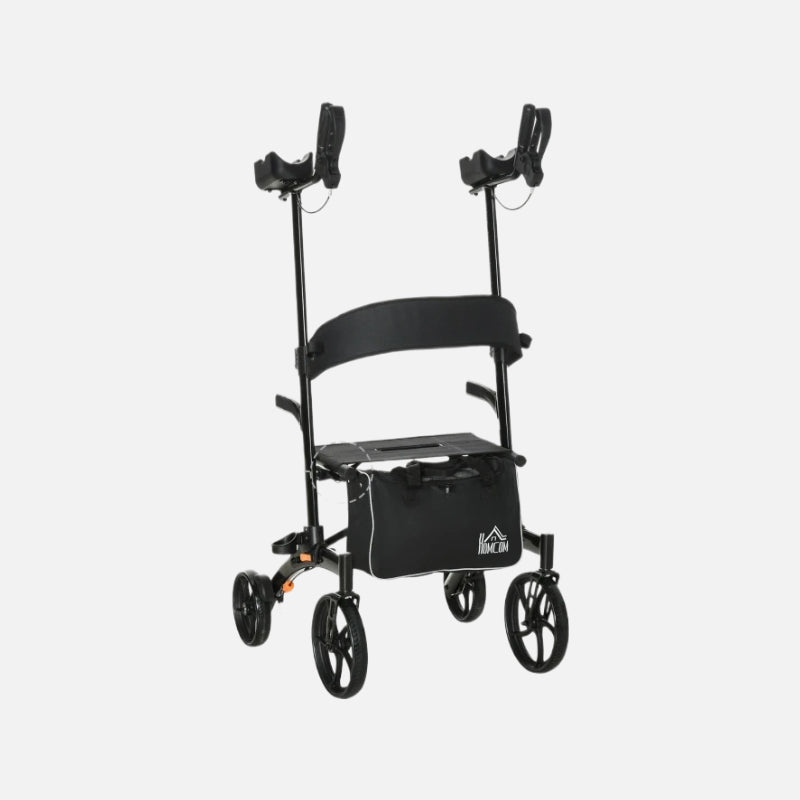 Homcom Aluminum Forearm Rollator Walker 10'' Wheels 299lb Capacity Folding Black