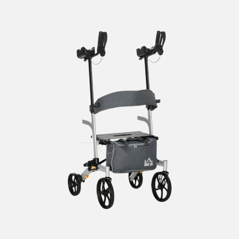 Homcom Aluminum Forearm Rollator Walker 10'' Wheels 299lb Capacity Folding Silver